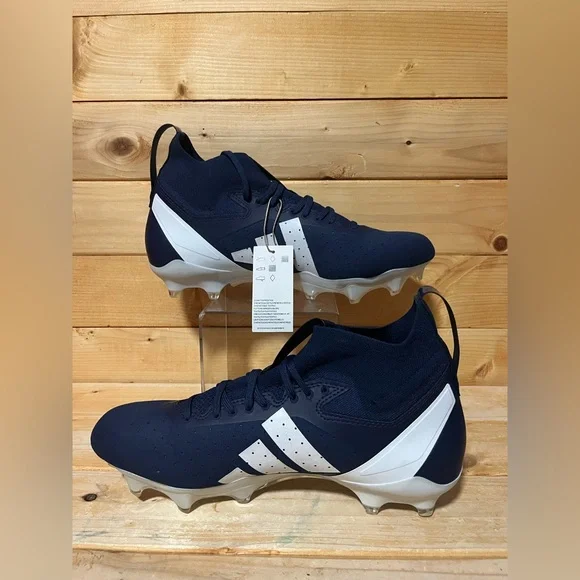 New SM Adizero Impact+ Football Cleats NAVY / WHITE IH7458 - Mens size 10.5 - Picture 2 of 7